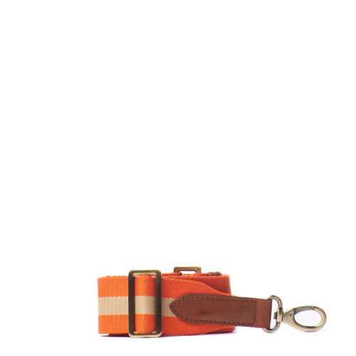 O My Bag - Orange Webbing Strap Cognac Leather