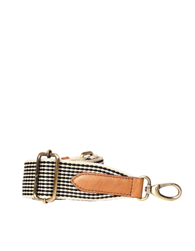 O My Bag - Checkered Webbing Strap Cognac Leather